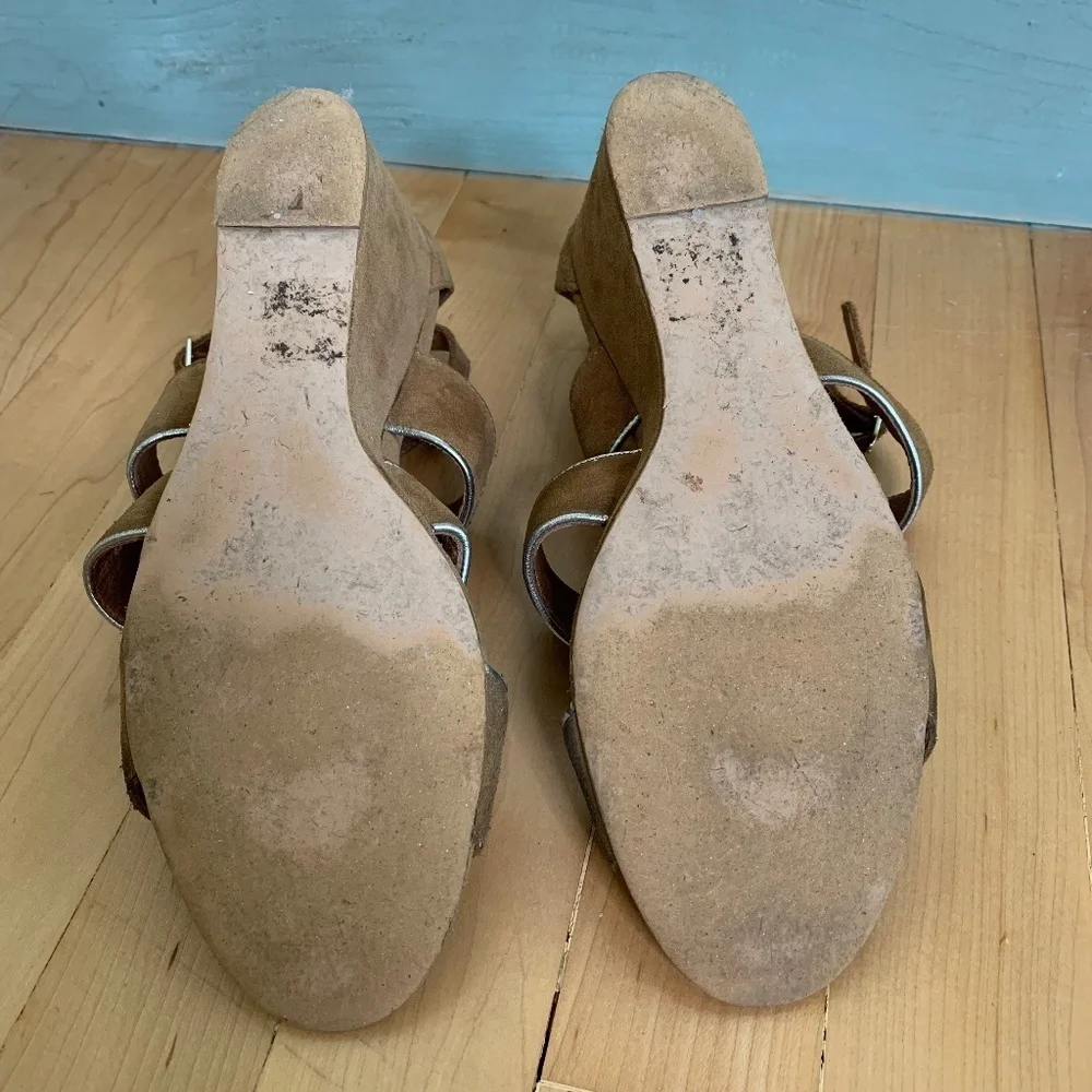 Last Chance👀 Free People Tan Leather Wedge 2.5in Heels Size 6.5